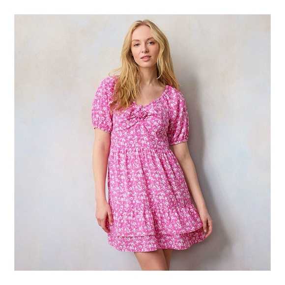 LC Lauren Conrad Pink Floral Babydoll Dress - Picture 2 of 9